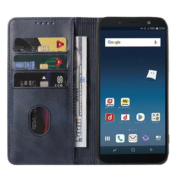 Magnetiskt läderfodral för Samsung Galaxy Feel 2 Blue