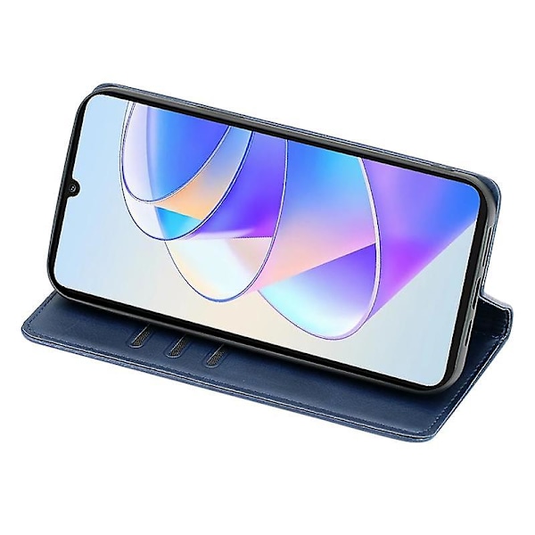 For Honor X7a 5G Calf Texture Phone case Magnetisk Autoabsorberad Plånbok Läderställ Fodral-Blå Blue, Blue Style B Honor X7a 5G