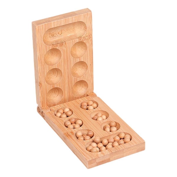 Klassiskt hopfällbart trä Mancala brädspel Strategispel Lätt att förvara