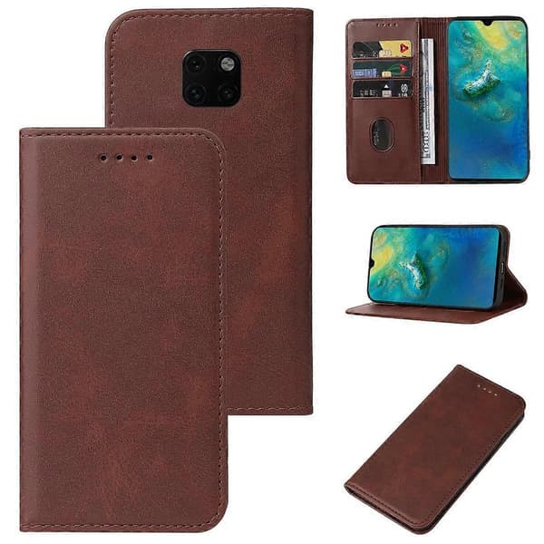 Magnetiskt läderfodral för Huawei Mate 20 Brown