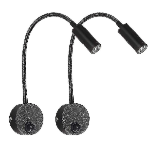 2 stk Dc 12v læselys med usb port, Rv interiør lys (sort)