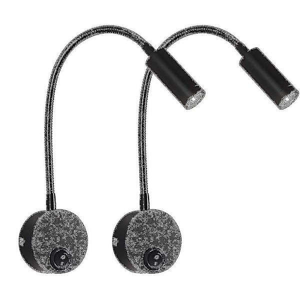 2st Dc 12v läslampa med USB port, Rv-interiörlampor (svart)