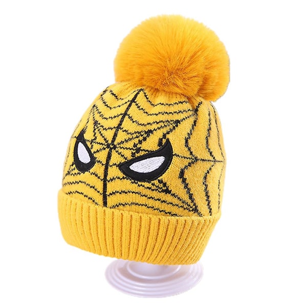 3-12 år Barn Pojkar Flickor Spiderman stickad mössa Pom vinter varm cap Yellow