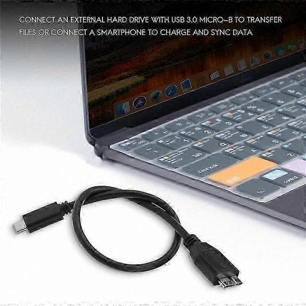 USB C til Micro USB 3.0 datakabel til tablet- og telefonforbindelse black