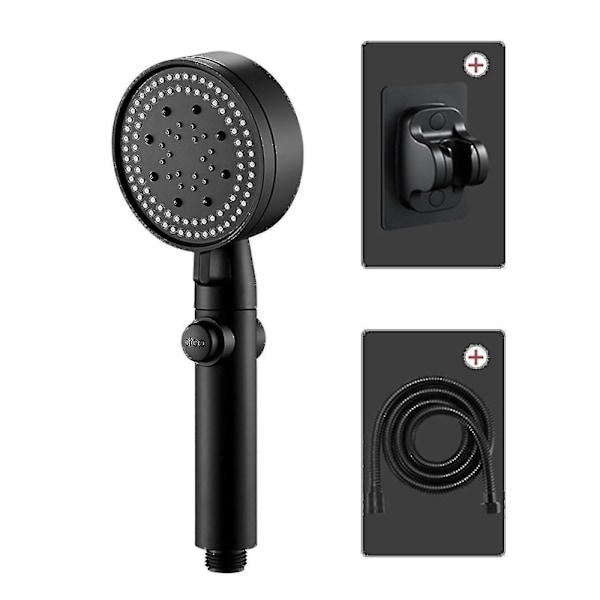 Multifunksjonelt høytrykksdusjhode med 5 moduser, håndholdt høytrykksdusjhode med av/på-bryter U Black With Base