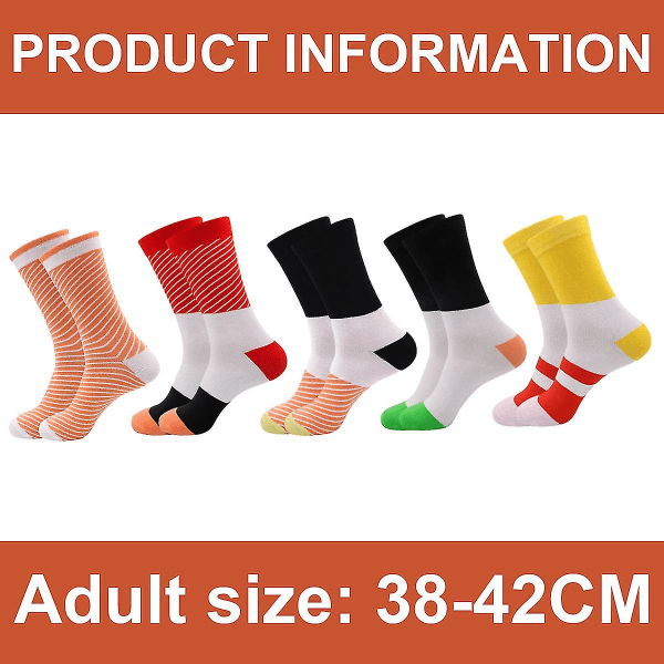 5 par Sushi Strumpor Mid Calf Strumpor Bomull Julstrumpor - Par Casual Strumpor Julklappsbox Set LLWL