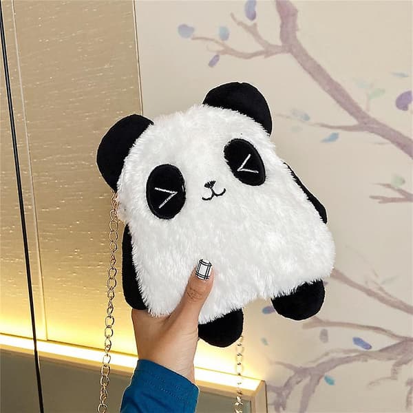1 stk panda håndveske kvinner fluffy skulder tote
