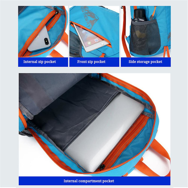 Herr Kvinnor Stor kapacitet Vikbar ryggsäck Semesterresor Camping Vandring Promenader Ryggsäck Presenter Light Blue