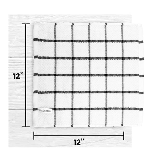 8-pak frotté viskestykke | 12 X 12 Tommer | Holdbare, superbløde og absorberende |opvaskeklude i bomuld | Perfekt til husholdnings- og kommerciel brug | Sort