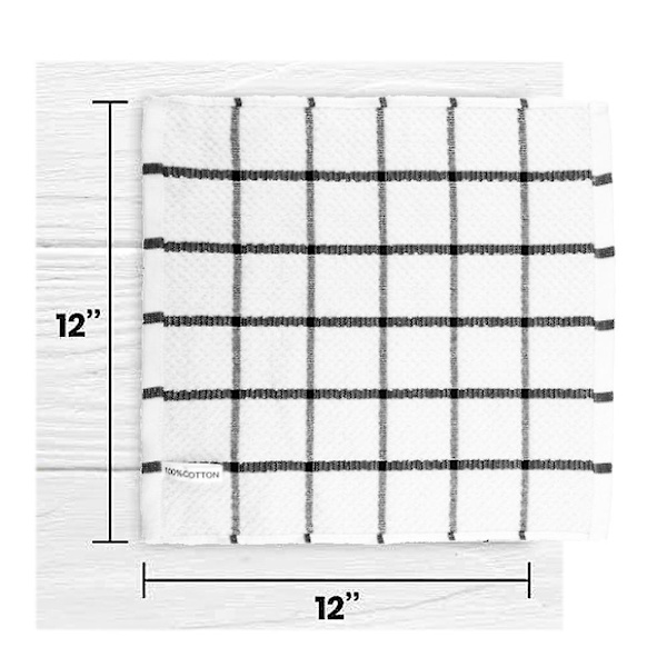 8pack Frotté oppvaskklut | 12 X 12 tommer | Slitesterk, supermyk og absorberende |oppvaskkluter i bomull | Perfekt for husholdnings- og kommersiell bruk | Svart