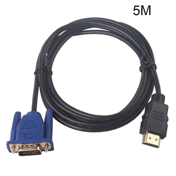 1,8/3/5/10m 1080p Hdmi til Vga 15pins hannkabeladapterledning for HDTV HD Lcd 5m