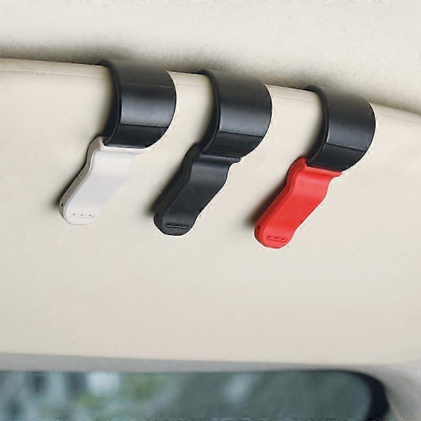 3 Färgers Automatisk Solskydd Glasögon Fästklämma Hållare För Solglasögon Glasögon Biljettkort Universal Multifunktionell Bilinteriör Red