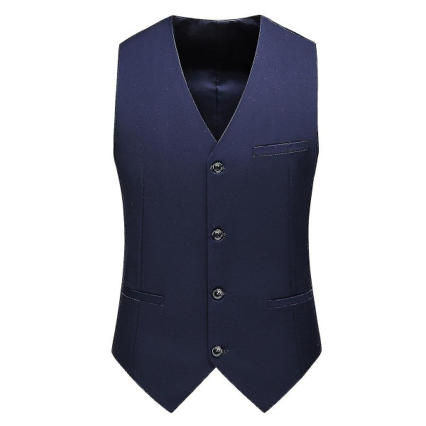 Bryllupsbankett for menn Formell dress Vest Business Slim ensfarget vest Navy Blue S