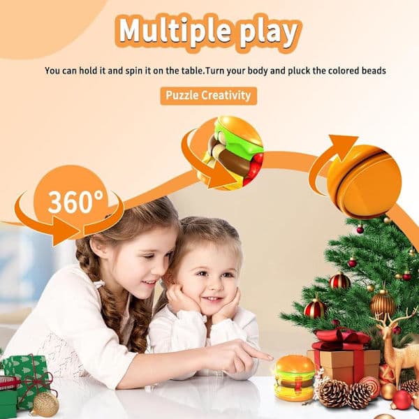 Magic Bean Rotating Cube - Burger Creative Fidget Spinner Magic Cube Decompression Toys Fingertip Magic Cube