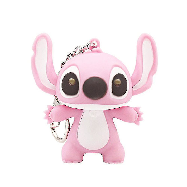 1/2 stk Stitch Legetøj Vedhæng Lydende Led Nøglering Par Nøglering Gave Pink 2Pcs