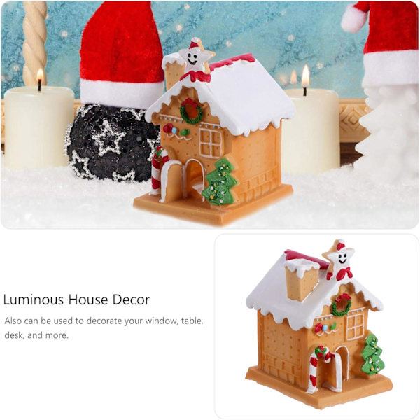 VOSAREA Lysende LED Peberkagehus Julekage Ornamenter Dekorationer Dekorative Bordplade Julehjemmeindretning til Juleferie