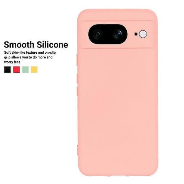 Kompatibel med Google Pixel 8 Anti-Fingeravtryck Mobilskal Flytande Silikon+Mjukt Foder Telefonfodral Baksida Pink