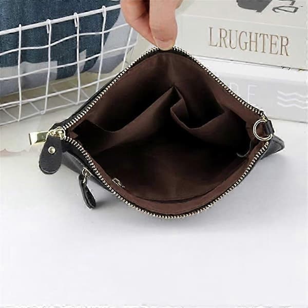 Liten Crossbody-väska för kvinnor Läderplånböcker Axelväskor Handledsväska Clutch Handväskor Black