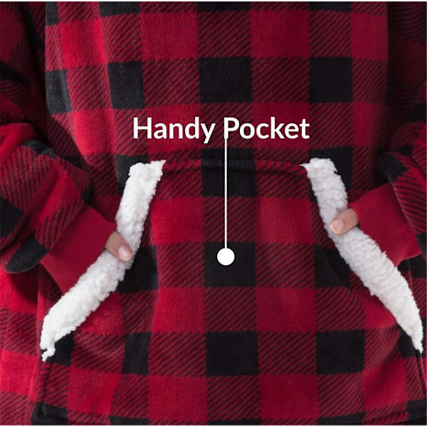 Felt Sweatshirt Oversized hettegenser Red And Black Check