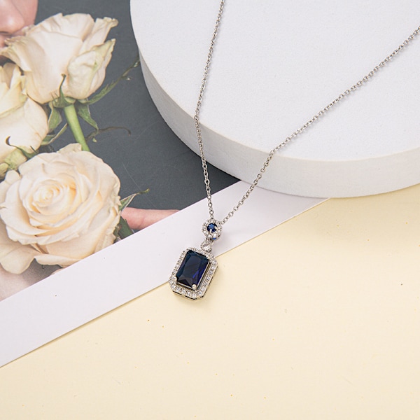 Akvamarin Fe Stil Simuleret Diamant Nøglebenskæde med