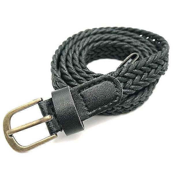 Herre Dame Spenne Belte Vevd Elastisk Tynt Stretch Black