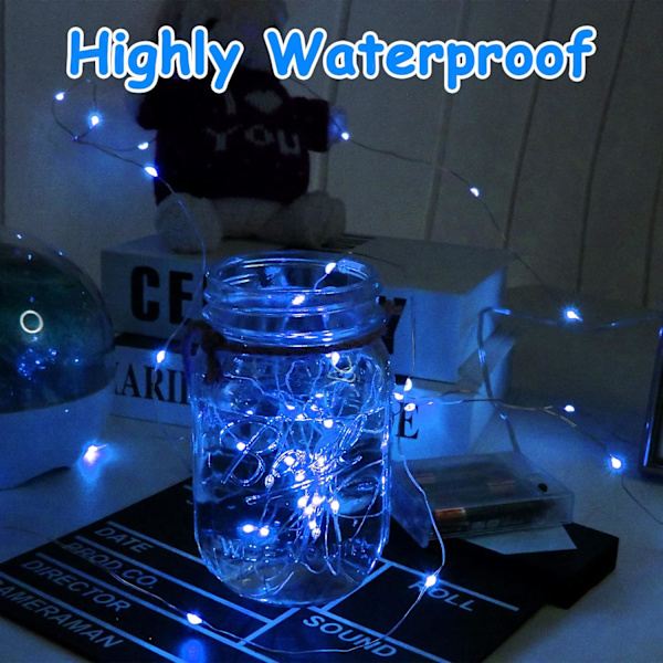 Blå eventyrlys, 3M/10ft 30LED Halloween-dekorasjonslys, oransje batteridrevne lysstrenger for Halloween, juledekorasjoner Blue