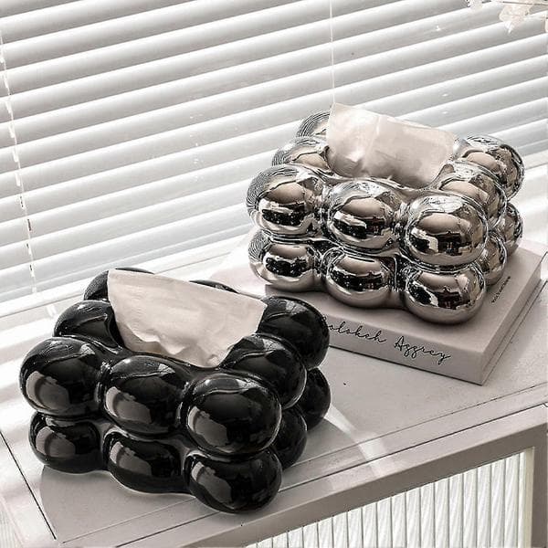 Servettlåda Hög Kapacitet Dammtät Marshmallow Form Servettfodral silvery
