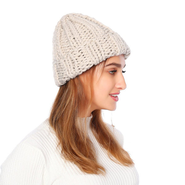 Strikket Beanie til Kvinder Vinter Ensfarvet Simpel Tyk Hue Udenrigshandel Varmt Ørebeskyttelse Beanie Coff Coffee Average size