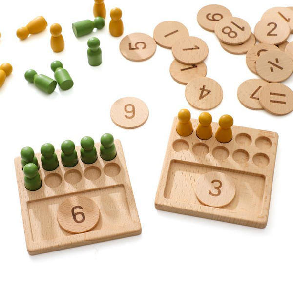 Montessori-leker Telleleker Tretleker Matematikkspill med Oppbevaringspose Barneleker Småbarnspedagogiske Leker Gaver til 3 4 5 6 År Gamle Jenter og Gutter