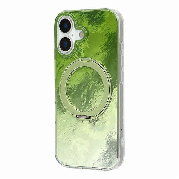Kompatibel med iPhone 17-deksel Roterende ringstativ Aurora Gradient TPU Støtsikkert telefondeksel Green
