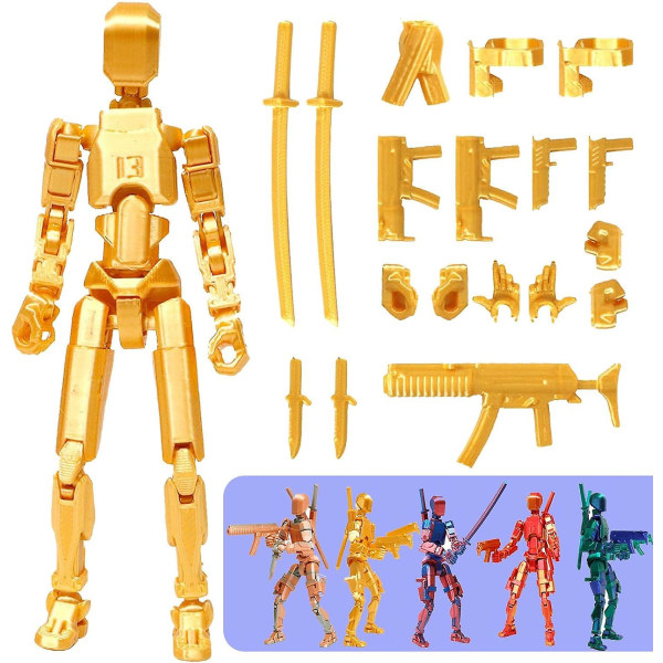 T13 Action Figur, Titan 13 Action Figur 3D Titans Figur, 3D Printet Action Figur Nova 13 Action Figur, Multi-Articular Action Figure Gold