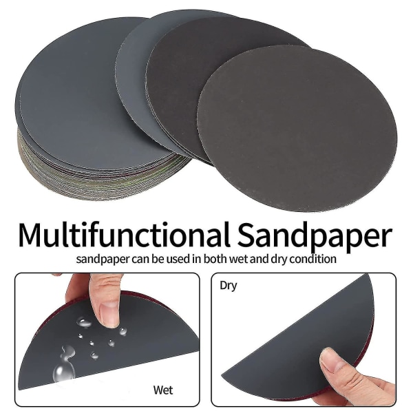 30 stykker 125 mm vått tørt sandpapir, runde slipeskiver, orbitale slipeputer Sandpapirark for metalltre - 1000/1500/2000/3000/4000/5000 Grit(haoyi)