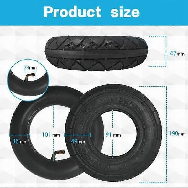 200X50 Dekk- og slangesett for Razor E100, E150, E200, Power Core E100, PowerRider 360, Crazy Cart, EPunk