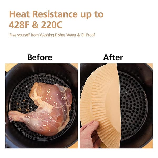 200 stk luftfritøse pergamentpapirinnlegg Non-stick engangs luftfritøseinnlegg kurv uperforert R
