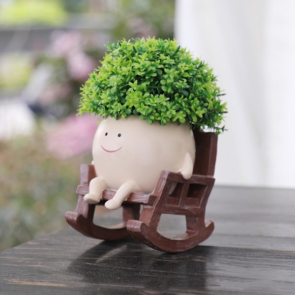 Personligt leende ansikte Planterkruka Förtjusande utseende UV-beständig inomhus Utomhus Dekorativ Harts Mini Planter Suckulenthållare