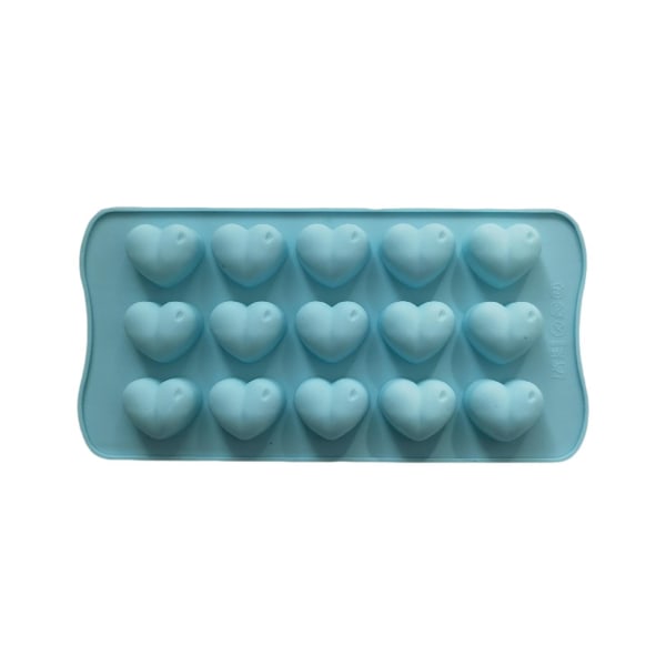Tyuhe Chokoladeform 15 Grids 3D Hjerteformet slikform Non-stick Silikone Bage Kageform til hjemmekøkken Blue