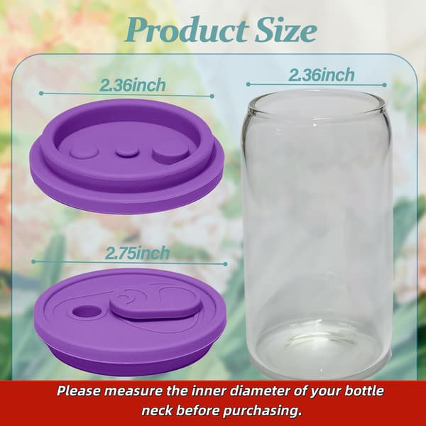 4-pack silikonlock för glas och burkar, 70 mm, lila