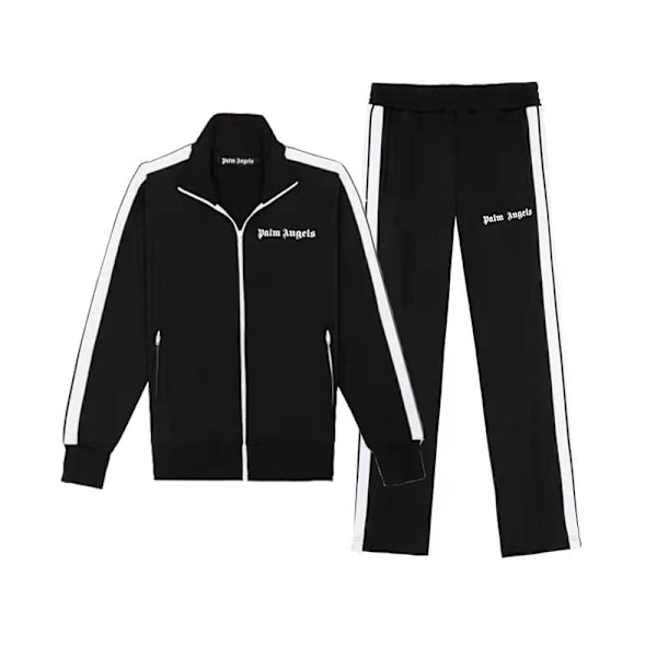 Fashion brand patchwork farve suit casual sports herre standkrave lynlås cardigan sweatshirt herre Black 2XL