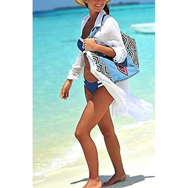 Strandklänning för kvinnor Bikiniöverdrag Strandponcho Sommarbadkläder Strandöverdrag Skjorta