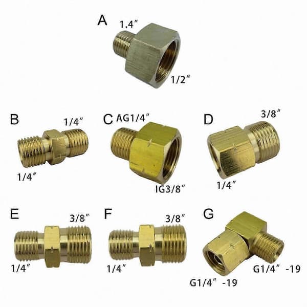 Holdbar 3/8 tomme til 1/4 tomme venstregevind gasadapter til komfur- og kogepladeforbindelser Style E