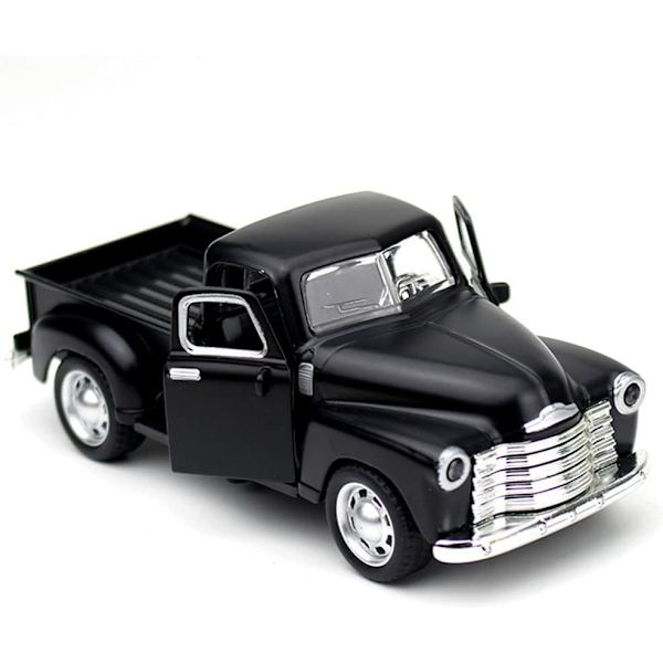 1kpl Pick Up Truck, musta- 1/32 mittakaavassa Diecast malli Leluauto Vintage automalli Retro vintage automalli Lelu metalliseos automalli kodin sisustus Black