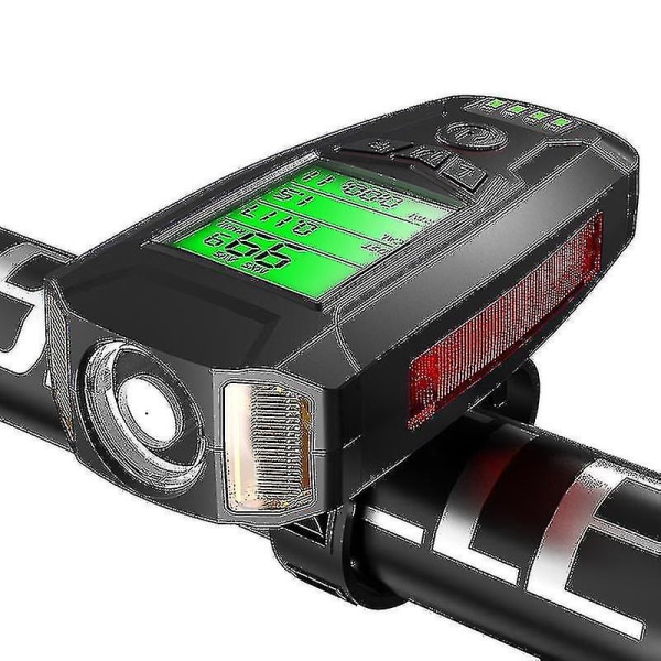 USB -ladattava pyörävalo nopeusmittarin pyörätietokoneella - Tehokas etuvalo Mtb-, pyöräily- ja maastopyöräilyyn