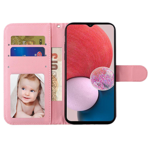 Telefonveske med 3D-mønsterutskrift for Samsung Galaxy A14 5G, anti-ripe PU lær lommebok Flip Cover Stativ med stropp Roses