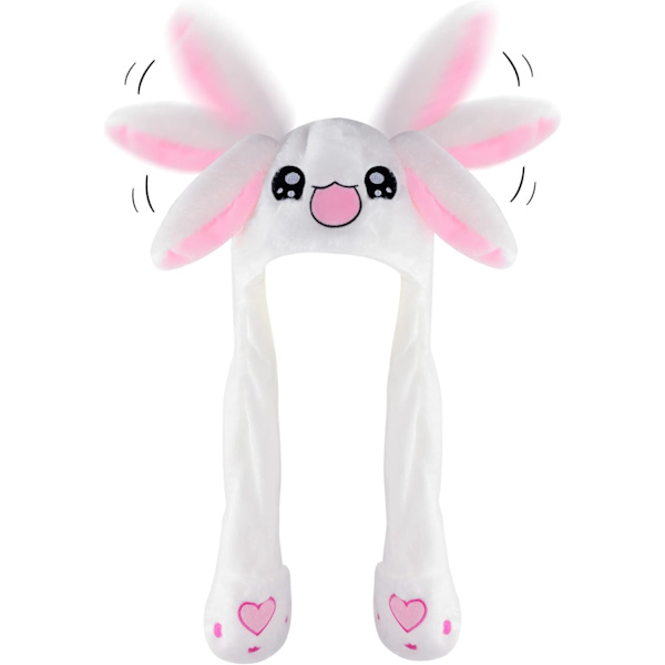 Sød Plysdyr Vinter Skihue Beanie Aviator Stil Vinter med Lange Handske Øreflapper Bunny