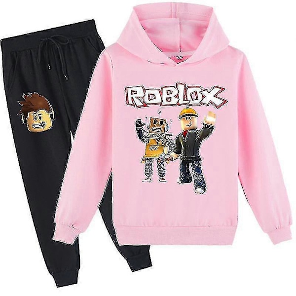 Roblox Hoodie Sæt Børn Varmt Hoodie Tøj Roblox Trykt Hoodie R Pink 170cm