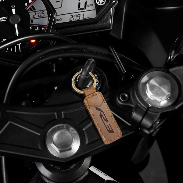 För Yamaha Yzf-r3 R3-modeller Motorcykelnyckelring Kohudsnyckelring Brown