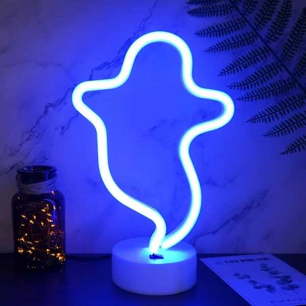 Ghost Neon Lights Yövalo LED-kyltti USB/paristokäyttöinen Ghost Decor Halloween-juhlan sisustus Halloween-toimistokoristeet Halloween-kodinsisustus