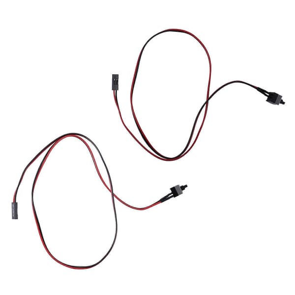 2-pack 2-stifts SW PC-strömkabel på/av tryckknapp ATX-datoromkopplarkabel 45 cm Röd