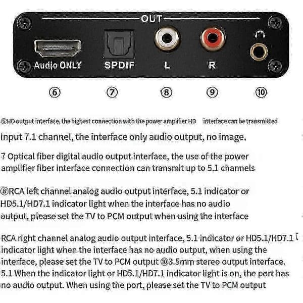 HDMI-kompatibel EARC ARC Audio Extractor 192Khz Konverter EARC til RCA Audio Extractor Adapter til DTEdition 1028 Szrhkj739