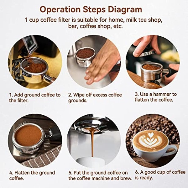 51mm kaffeportafilterkorg 2 koppar rostfritt stål trycksatt kaffefilterkorg Bottenlöst portafilter Espressomaskiner Tillbehör